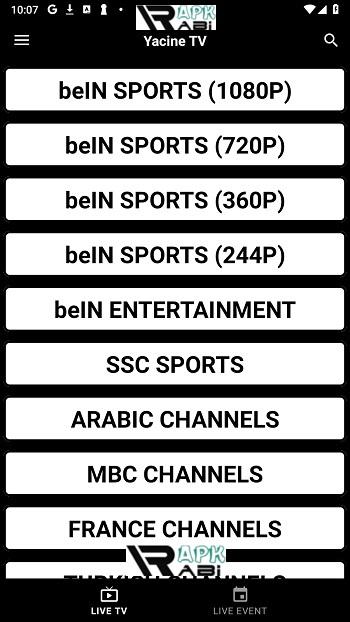 yacine tv black screenshot